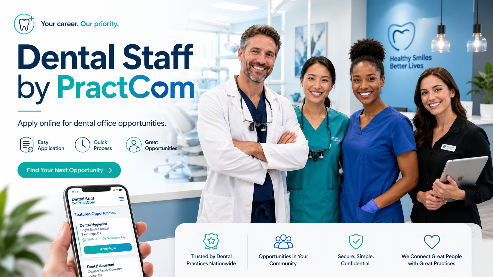 Dental Staff by PractCom — Apply online for dental office opportunities